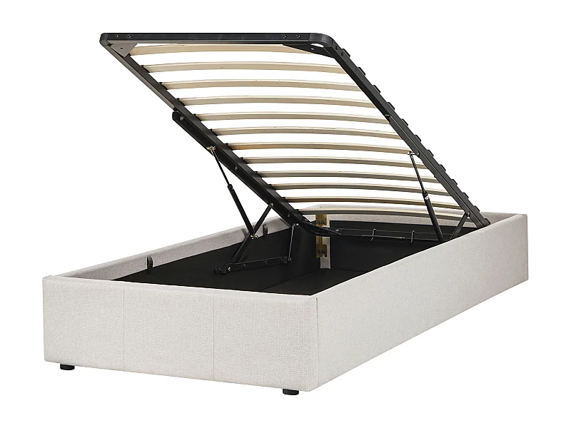 Bed met opbergruimte stof lichtbeige 90 x 200 cm DINAN