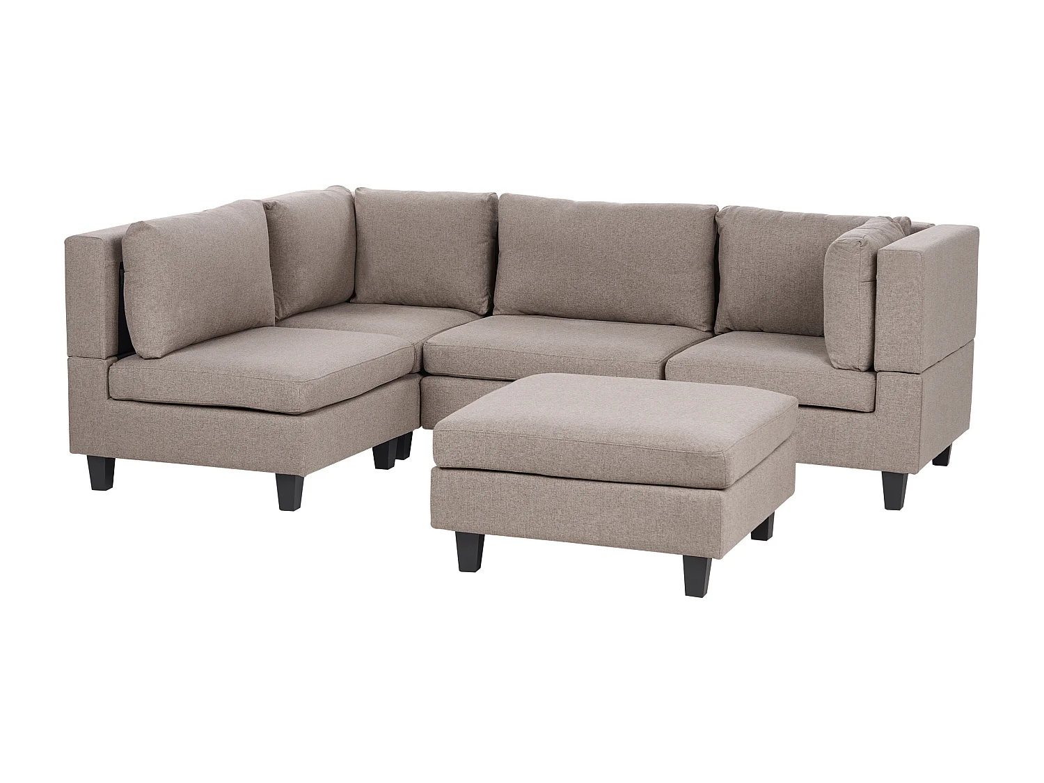 Canapé d'angle modulable 4 places UNSTAD Tissu Marron avec ottoman Côté droit