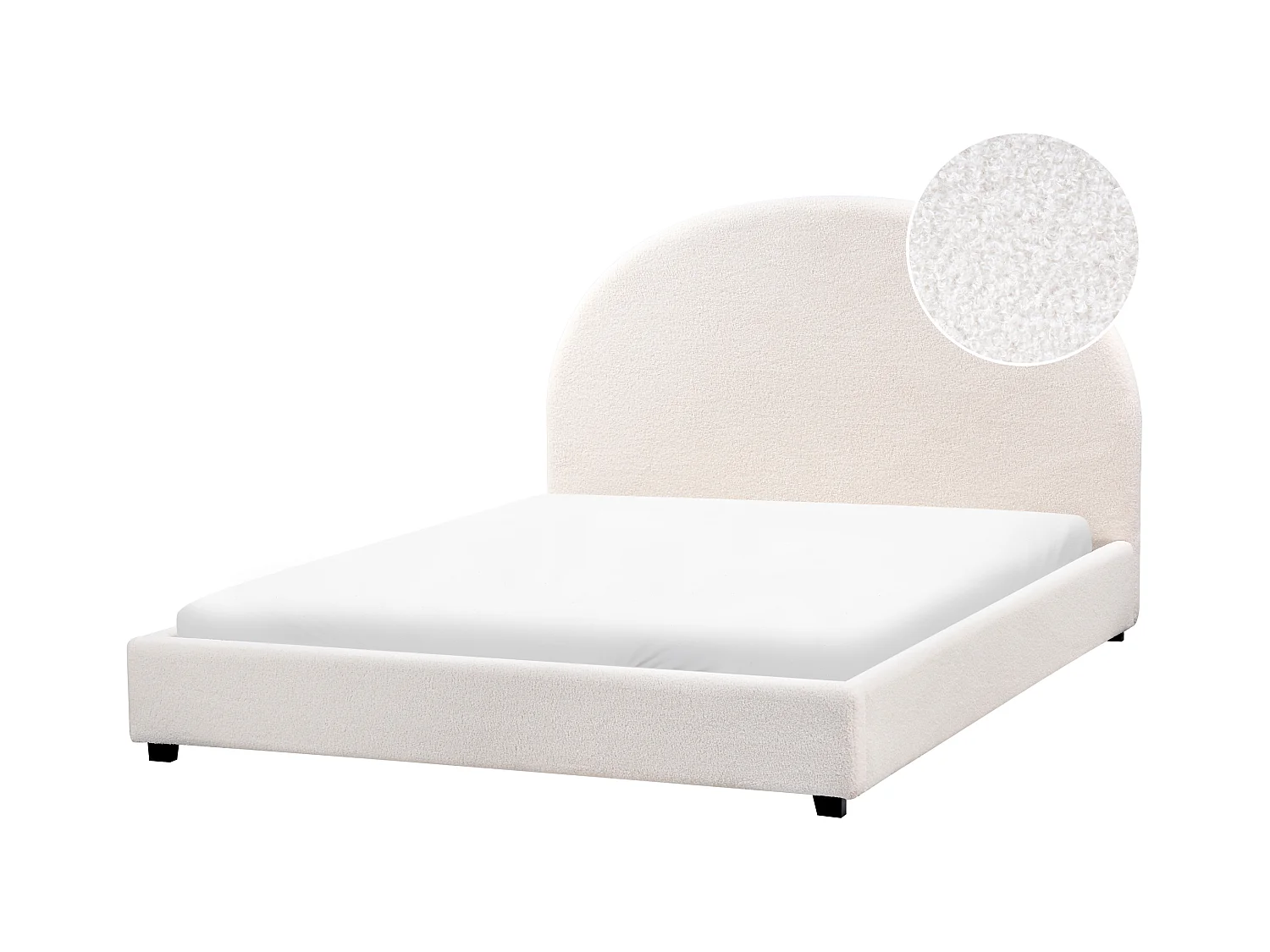 Lit avec sommier Bouclé VAUCLUSE 140 x 200 cm Blanc cassé