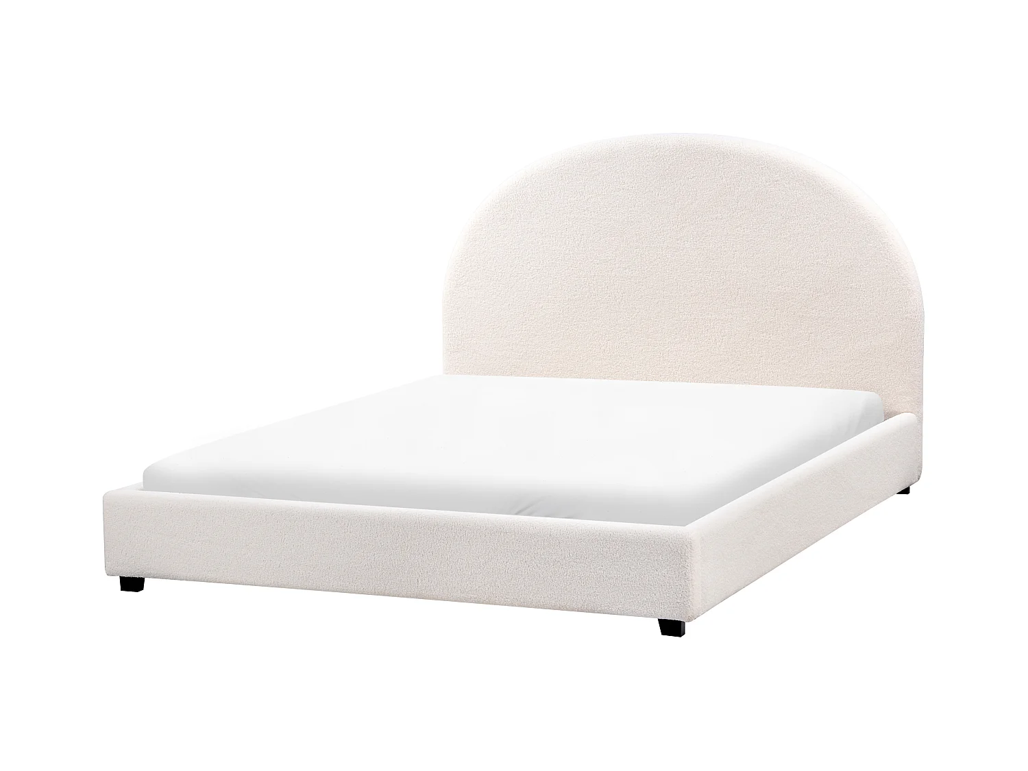 Lit avec sommier Bouclé VAUCLUSE 140 x 200 cm Blanc cassé