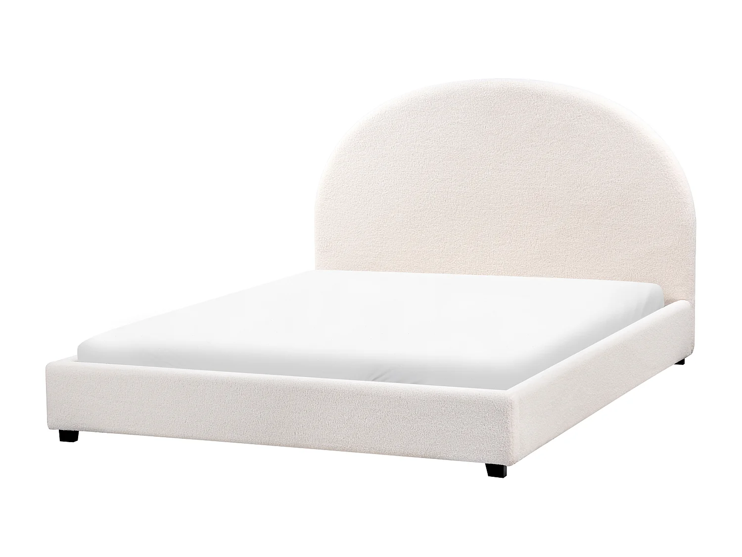 Lit avec sommier Bouclé VAUCLUSE 140 x 200 cm Blanc cassé