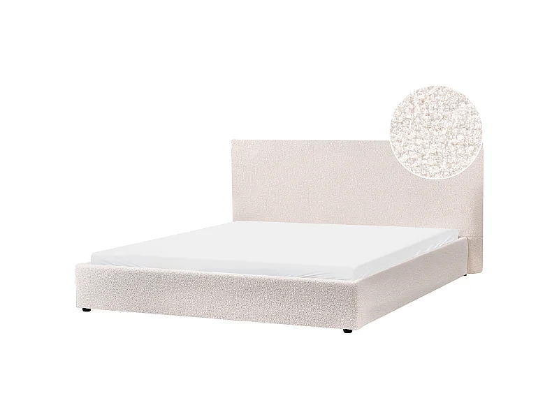 Bett mit Lattenrost Bouclé LAVAUR 180 x 200 cm Cremeweiss