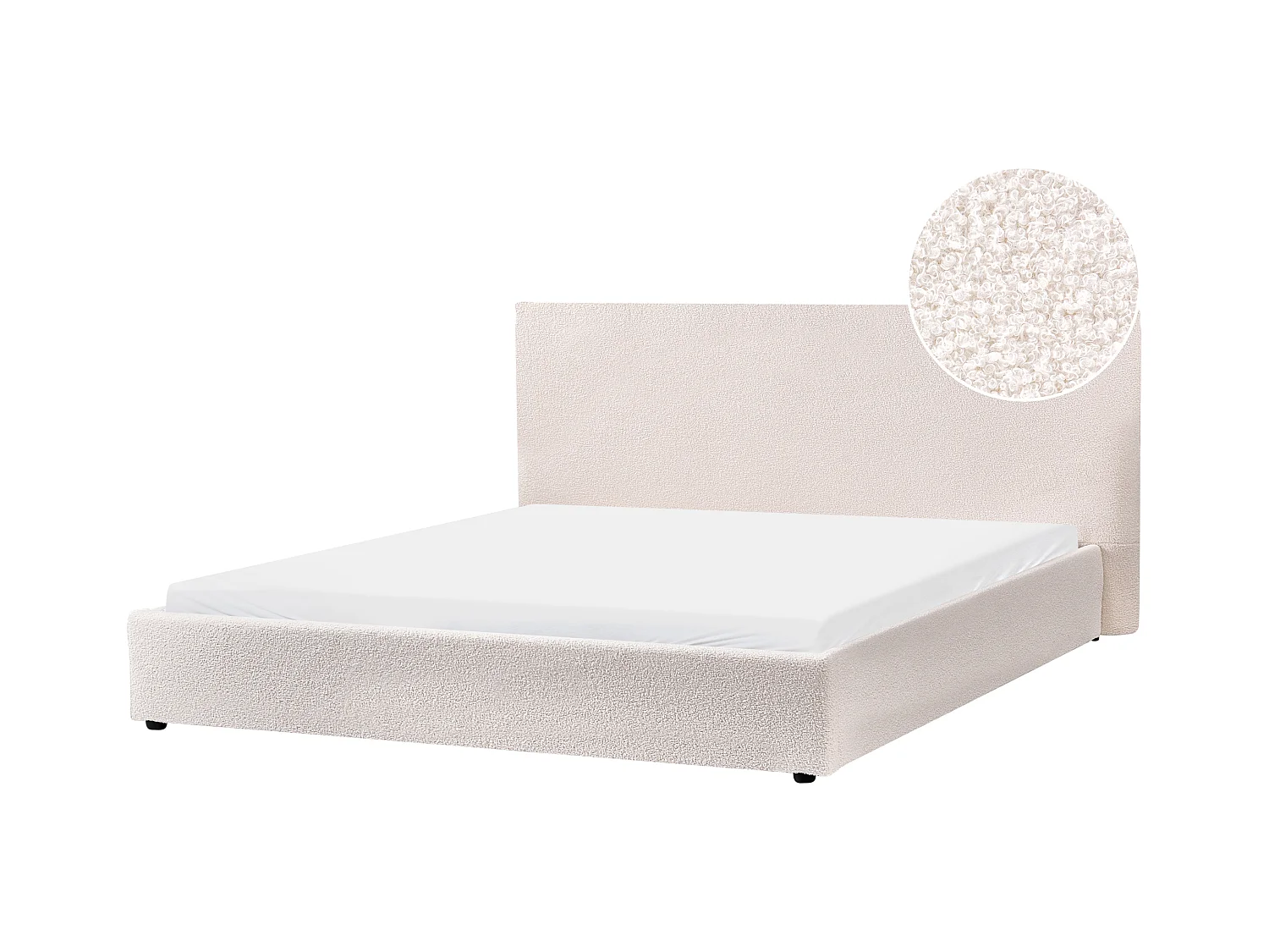 Lit avec sommier Bouclé LAVAUR 180 x 200 cm Blanc cassé