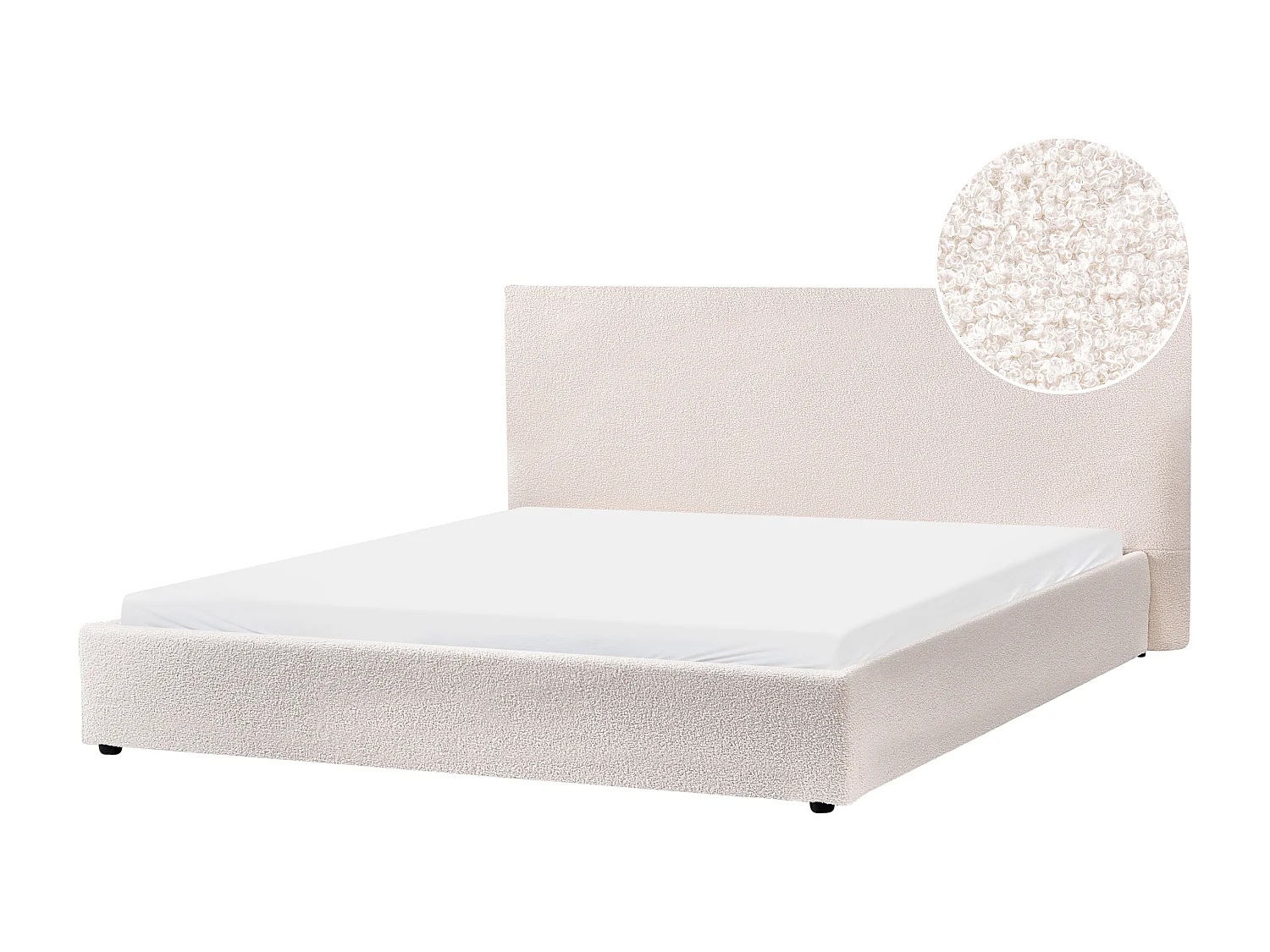 Lit avec sommier Bouclé LAVAUR 180 x 200 cm Blanc cassé