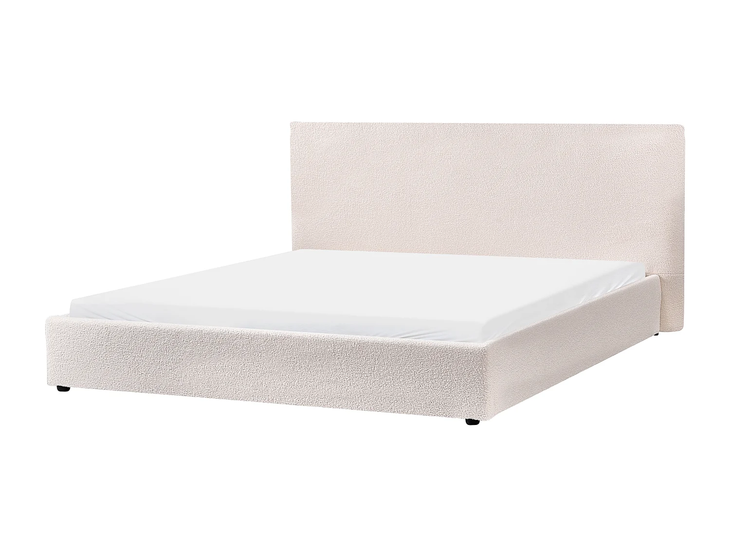 Lit avec sommier Bouclé LAVAUR 180 x 200 cm Blanc cassé