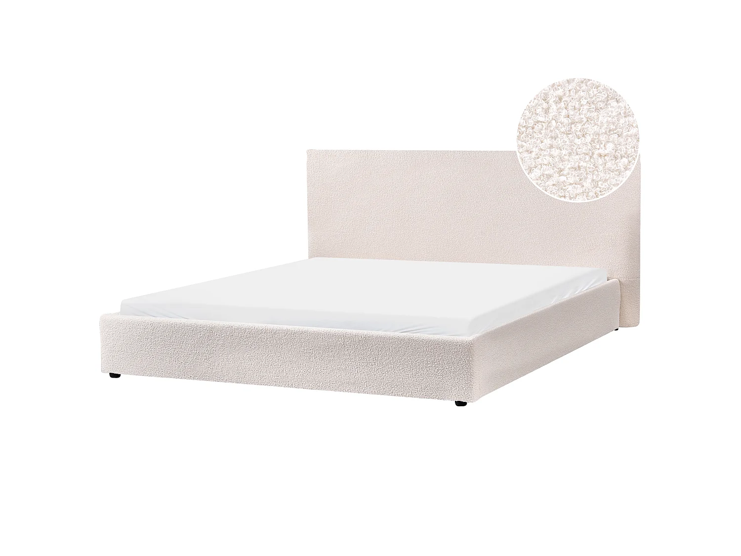 Letto Bouclé LAVAUR 180 x 200 cm Bianco sporco