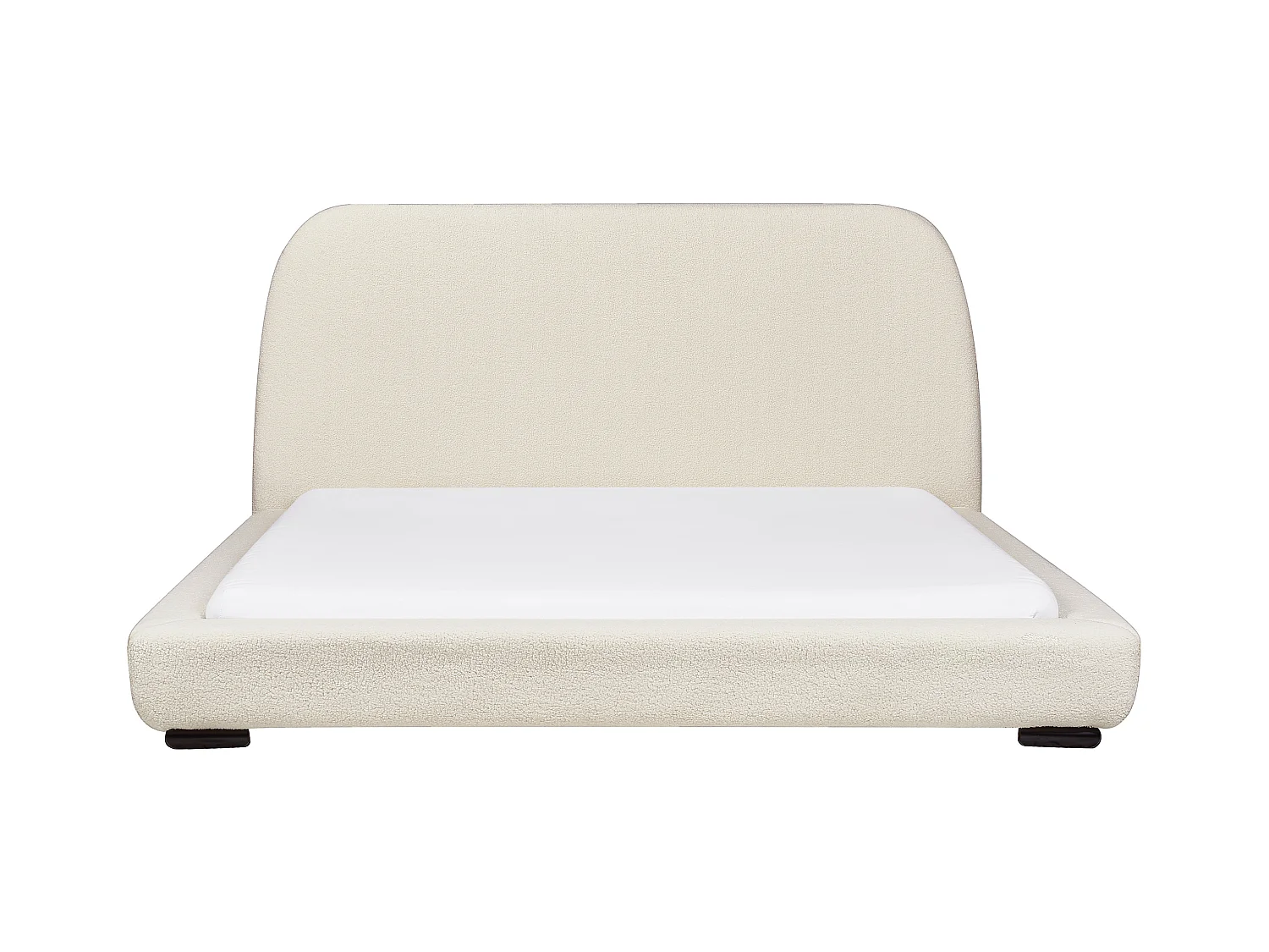 Bett mit Lattenrost Bouclé ROISEL 160 x 200 cm Hellbeige