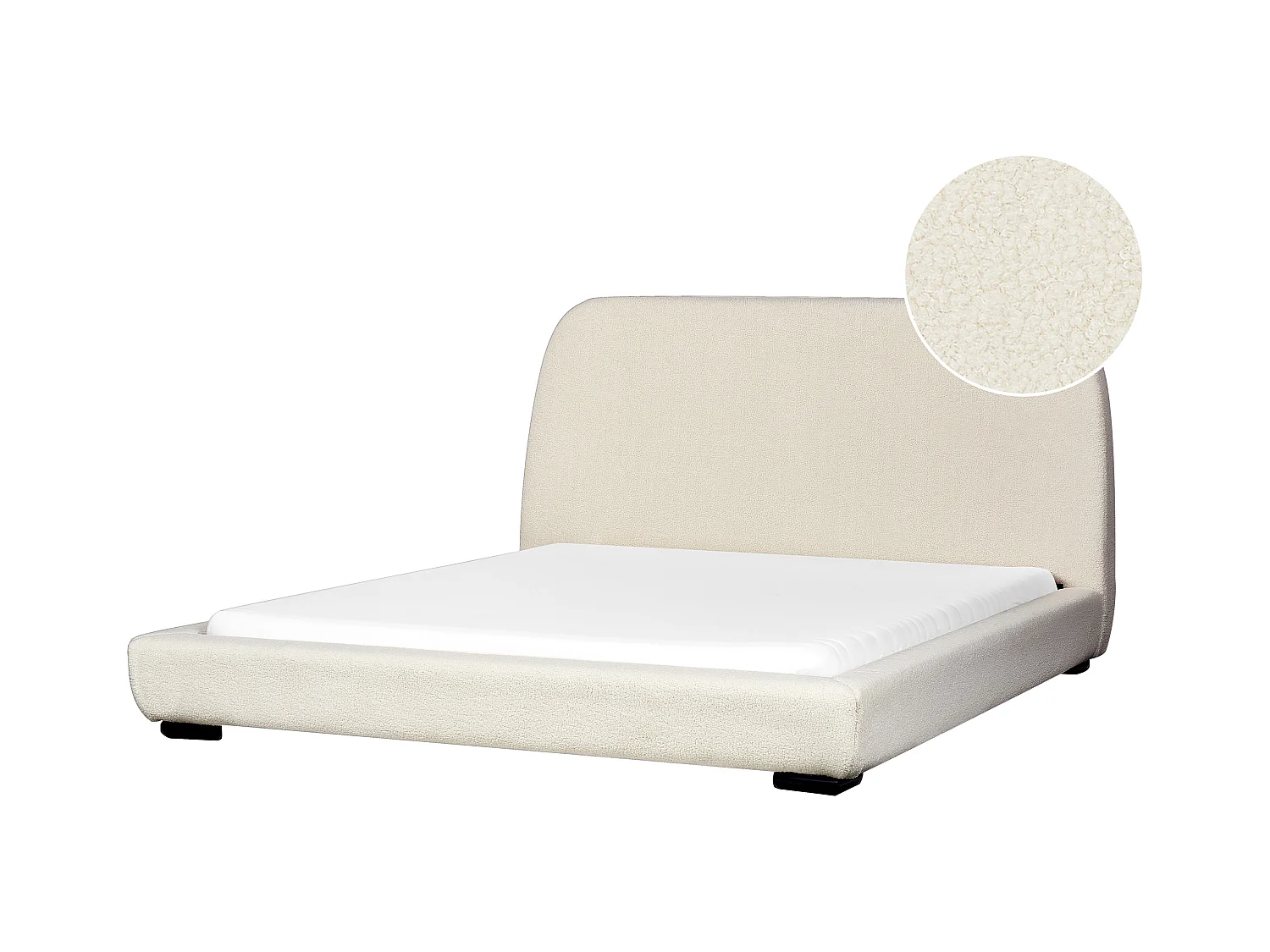 Lit avec sommier Bouclé ROISEL 160 x 200 cm Beige clair