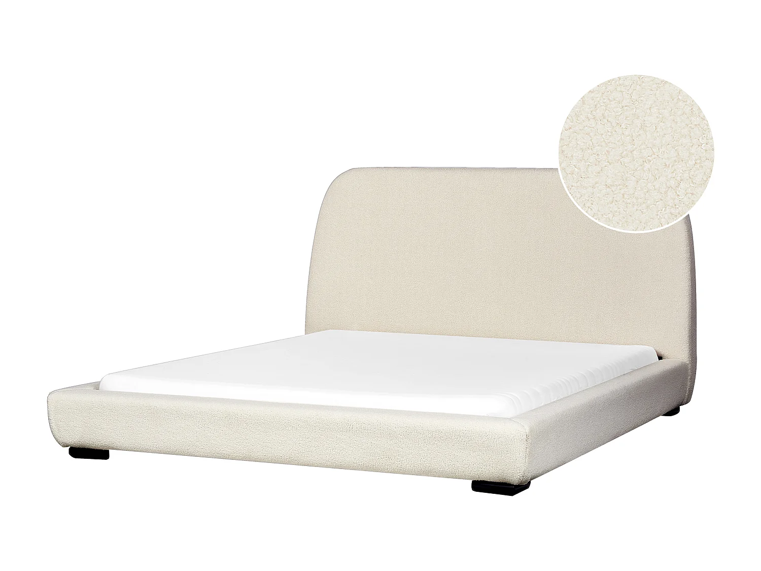 Lit avec sommier Bouclé ROISEL 160 x 200 cm Beige clair
