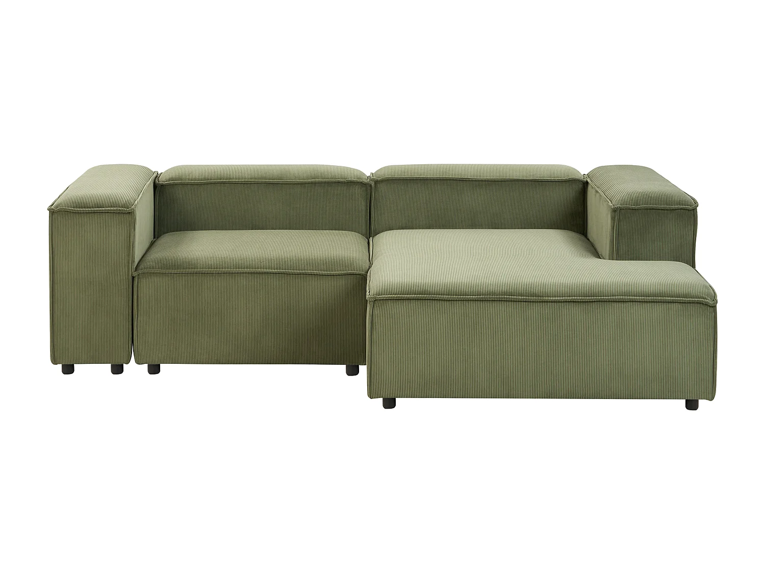 Canapé d'angle modulable 3 places ARDAL Velours côtelé Vert Côté droite