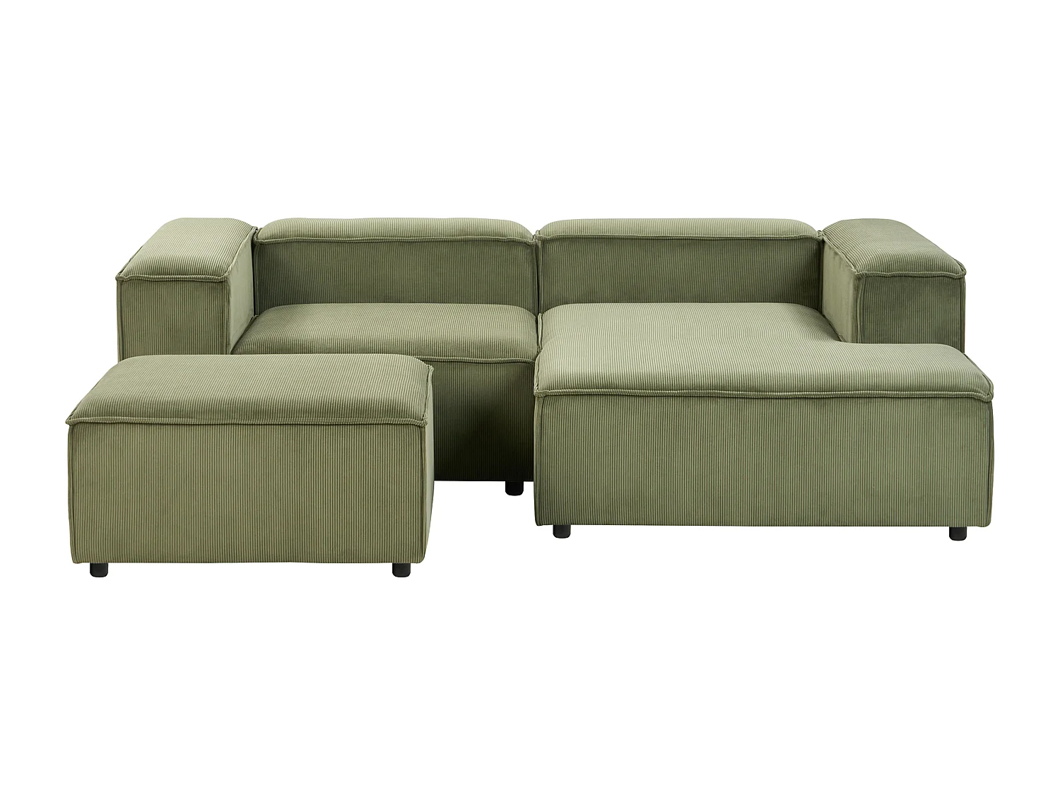 Modul-Ecksofa Cord grün 3-Sitzer Sofa Ottomane Chaiselongue links Ardal
