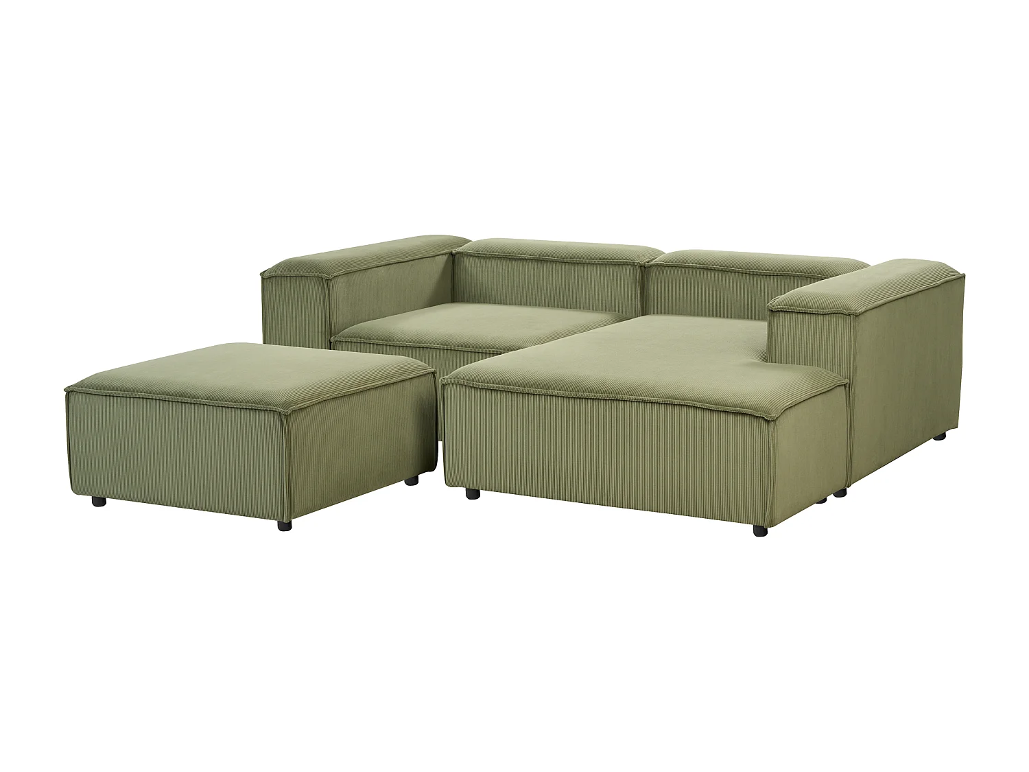 Modul-Ecksofa Cord grün 3-Sitzer Sofa Ottomane Chaiselongue links Ardal