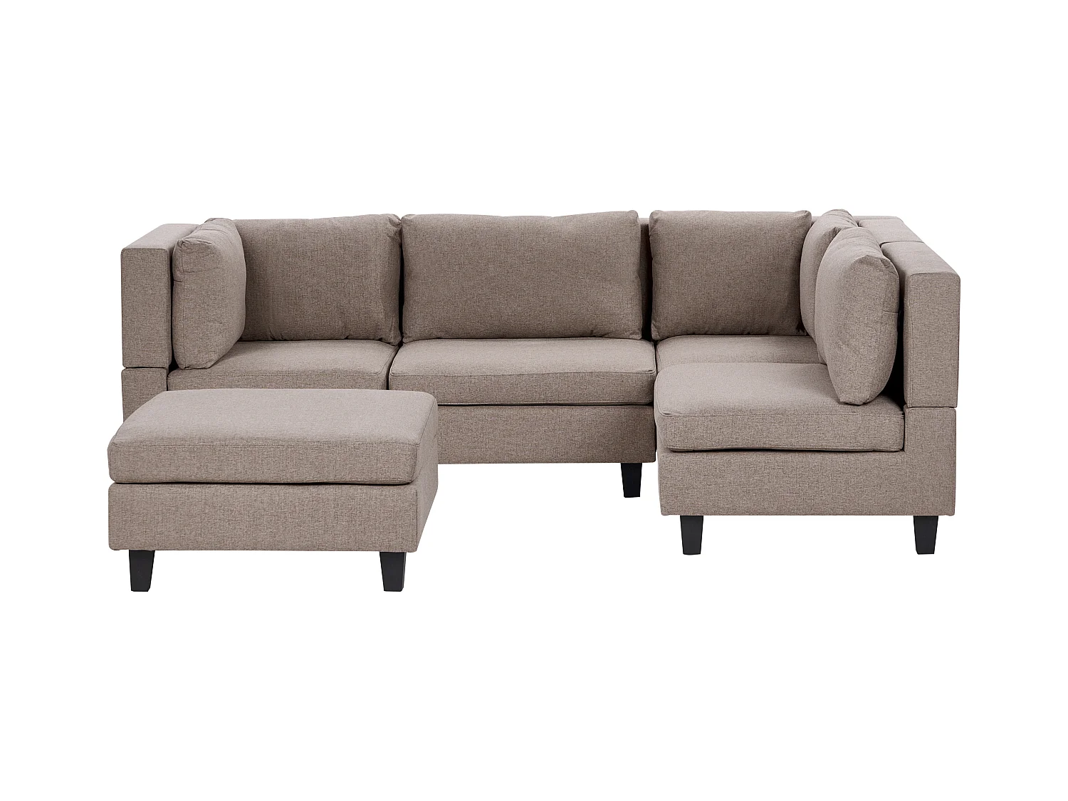 Modul Ecksofa UNSTAD Stoff Braun mit Ottomane 4-Sitzer linksseitig