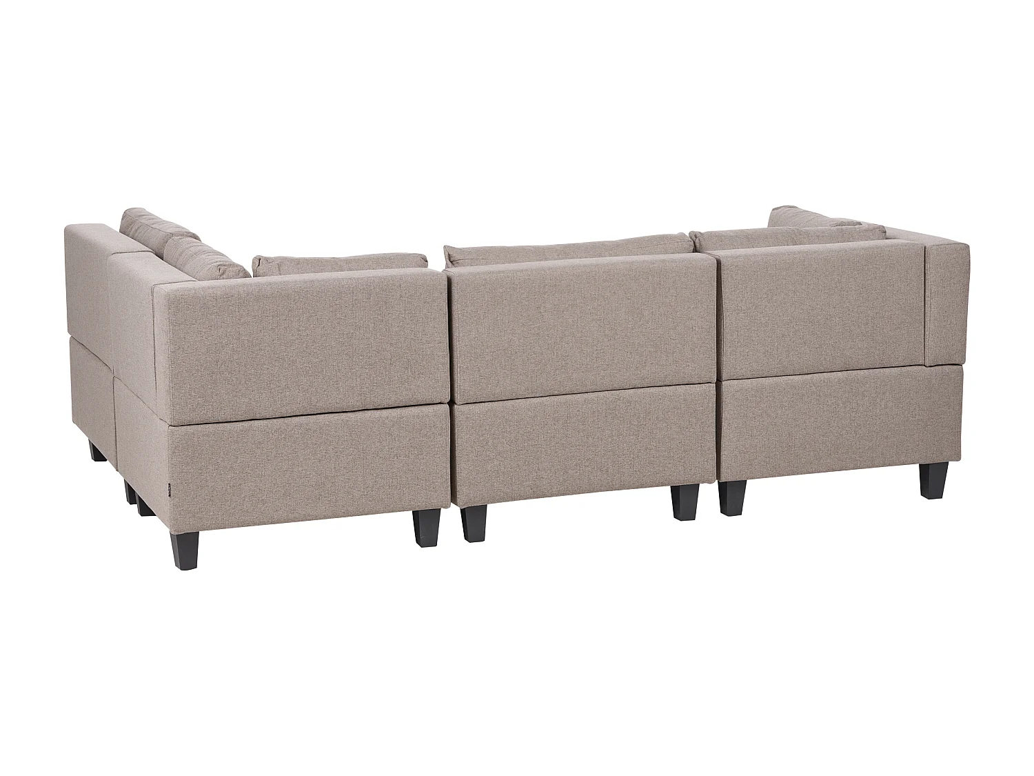 Canapé d'Angle Moderne Modulaire 4 Places Côté Gauche avec Ottoman Pieds Noirs et Tissu Rembourré Marron Unstad