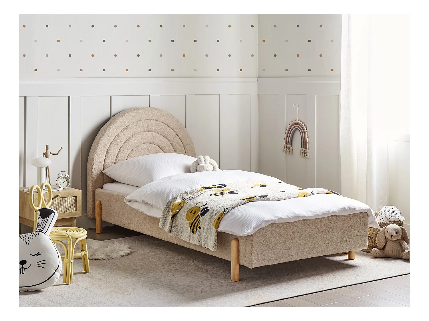 Lit d'enfant Bouclé ANET 90 x 200 cm Beige