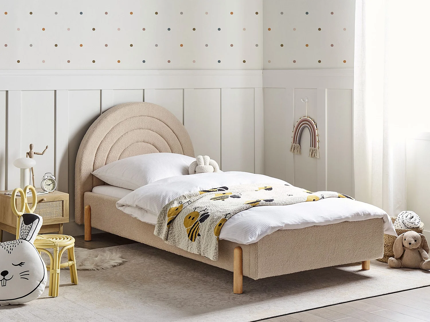 Lit d'enfant Bouclé ANET 90 x 200 cm Beige