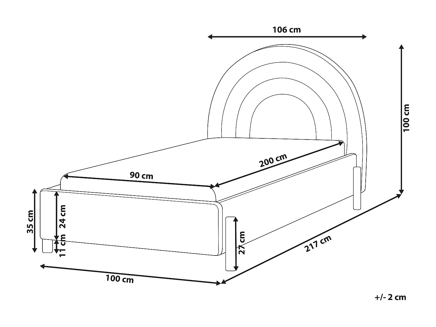 Lit d'enfant Bouclé ANET 90 x 200 cm Beige