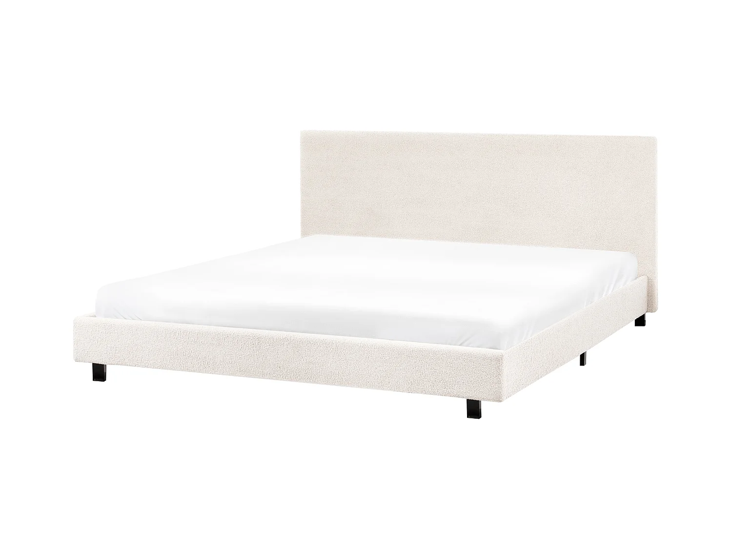 Bett mit Lattenrost Bouclé ALBI 180 x 200 cm Cremeweiss