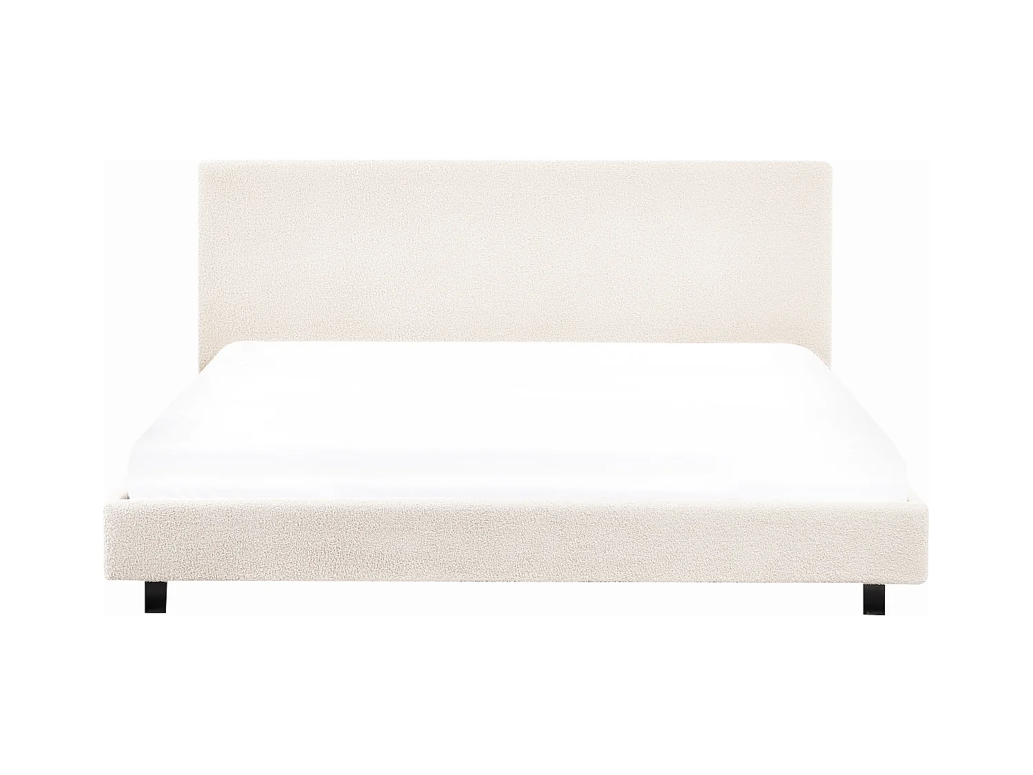 Bett mit Lattenrost Bouclé ALBI 180 x 200 cm Cremeweiss