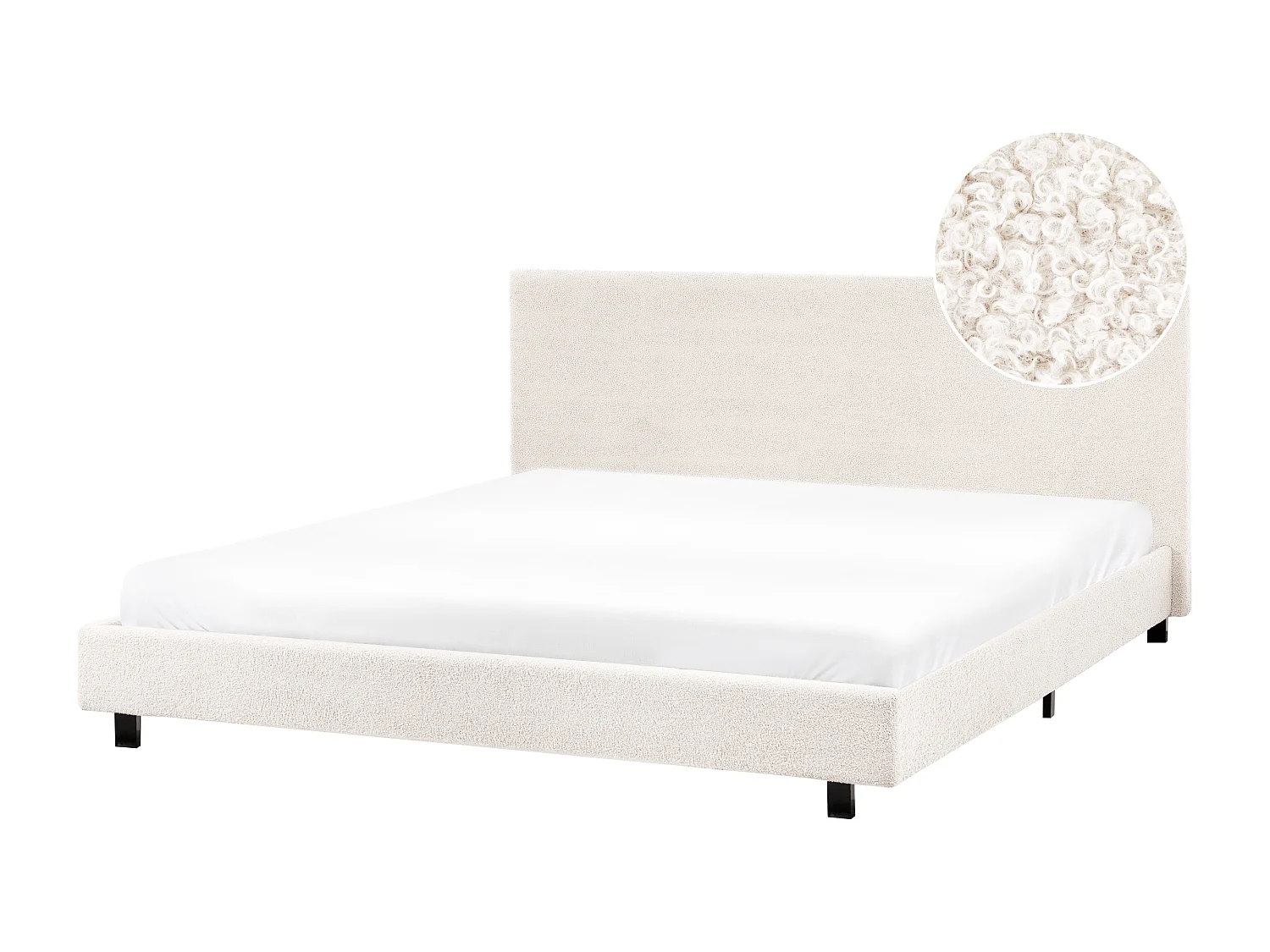 Letto Bouclé ALBI 180 x 200 cm Bianco sporco