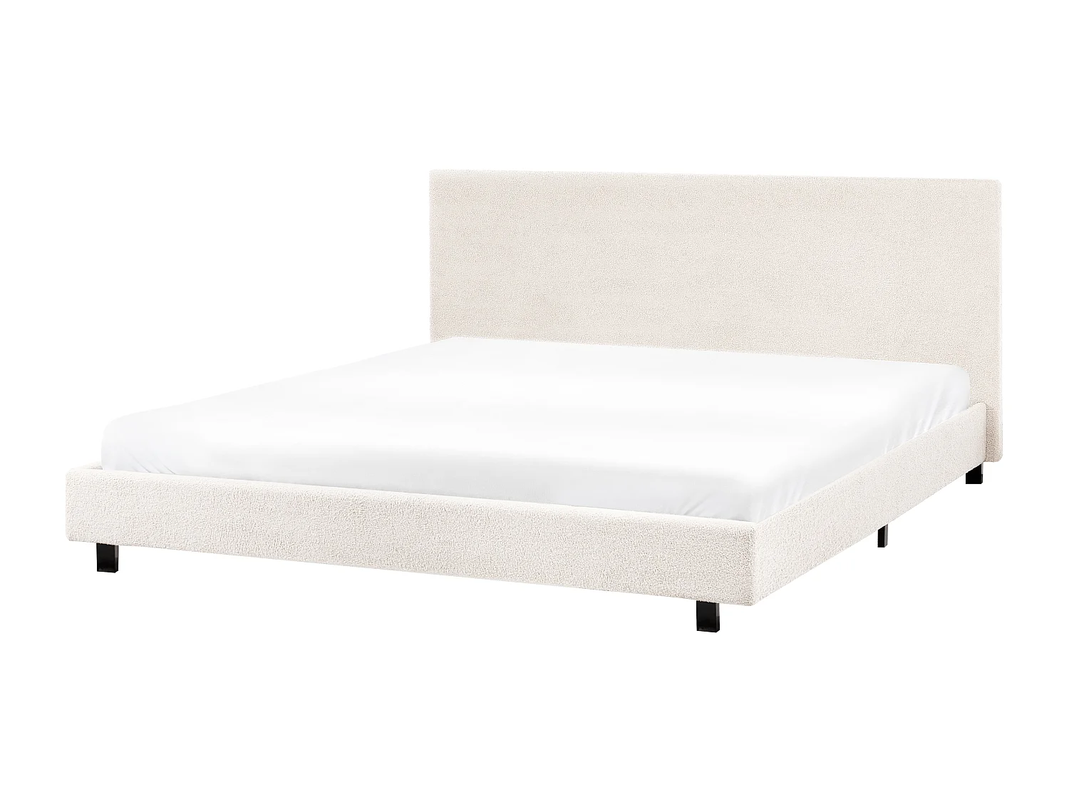 Cama Bouclé ALBI 180 x 200 cm Blanco crema