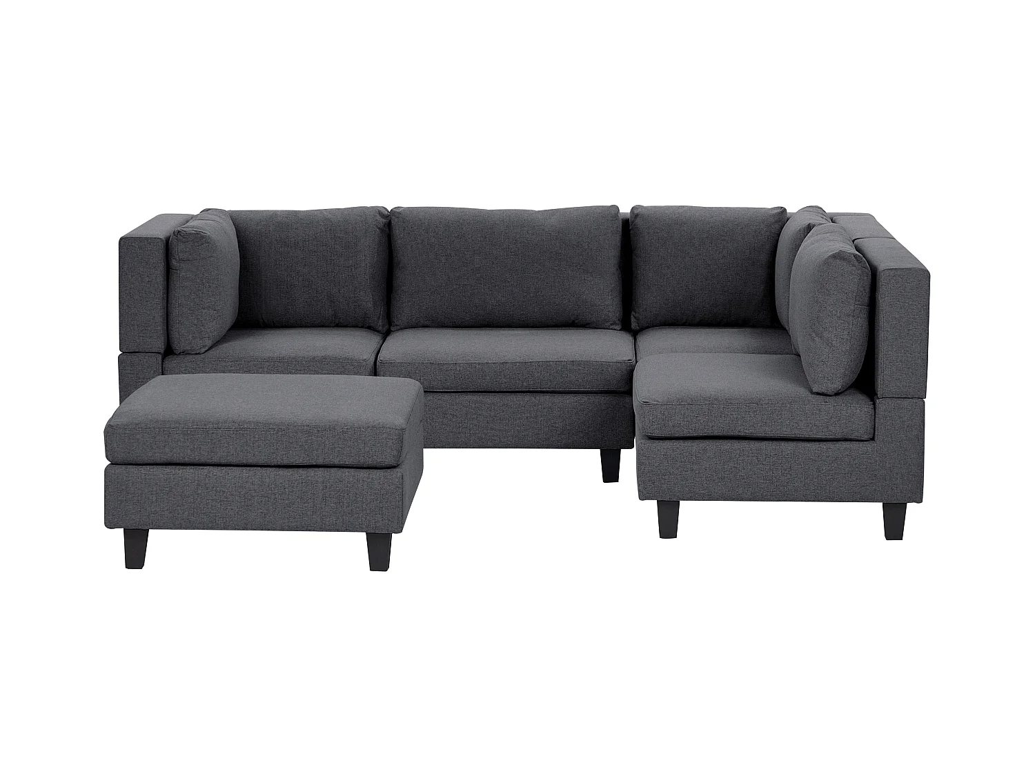 Modul Ecksofa UNSTAD Stoff Dunkelgrau mit Ottomane 4-Sitzer linksseitig