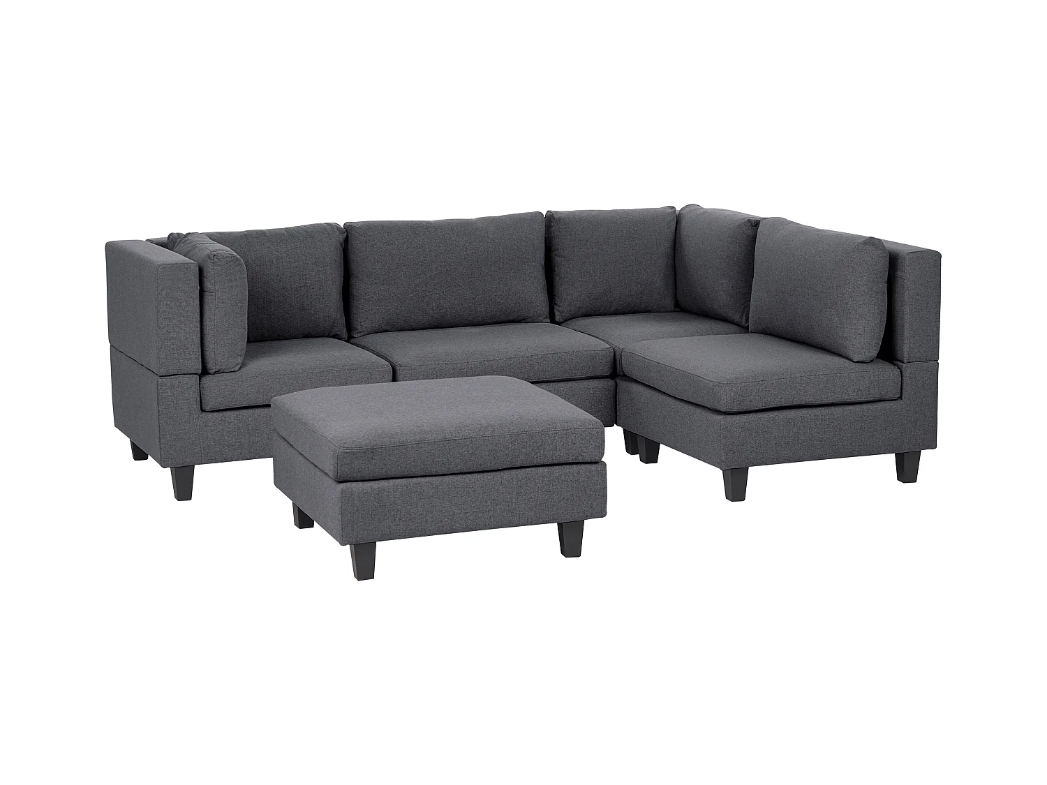 Canapé d'Angle Moderne Modulaire 4 Places Côté droite avec Ottoman Tissu Rembourré Gris Foncé Unstad