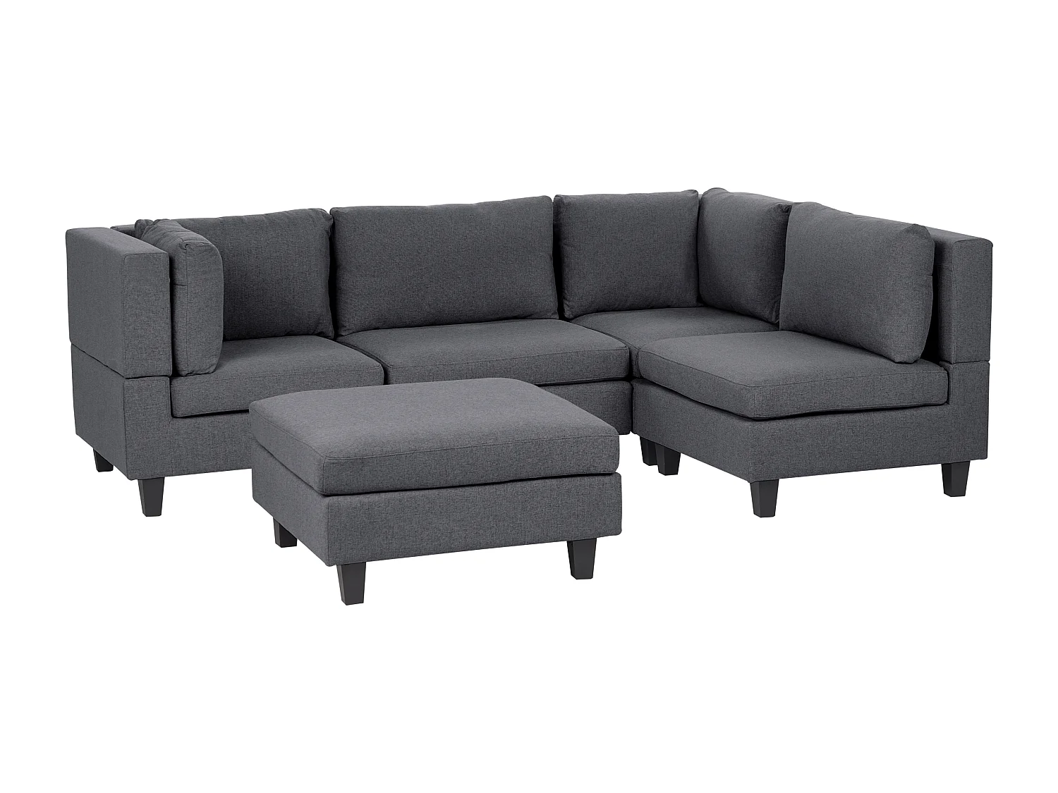 Canapé d'Angle Moderne Modulaire 4 Places Côté droite avec Ottoman Tissu Rembourré Gris Foncé Unstad