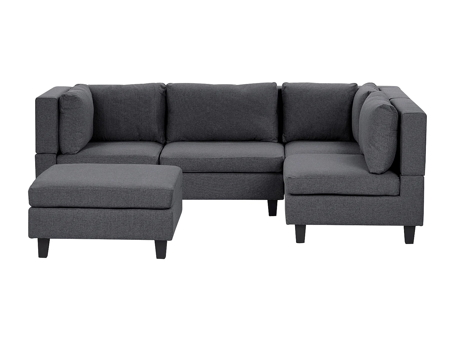 Modulaire hoekbank UNSTAD Stof Donkergrijs Met ottomaan 4-zitter Linkerzijde