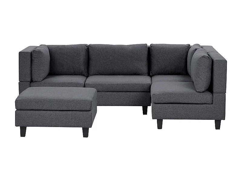 Modulaire hoekbank UNSTAD Stof Donkergrijs Met ottomaan 4-zitter Linkerzijde