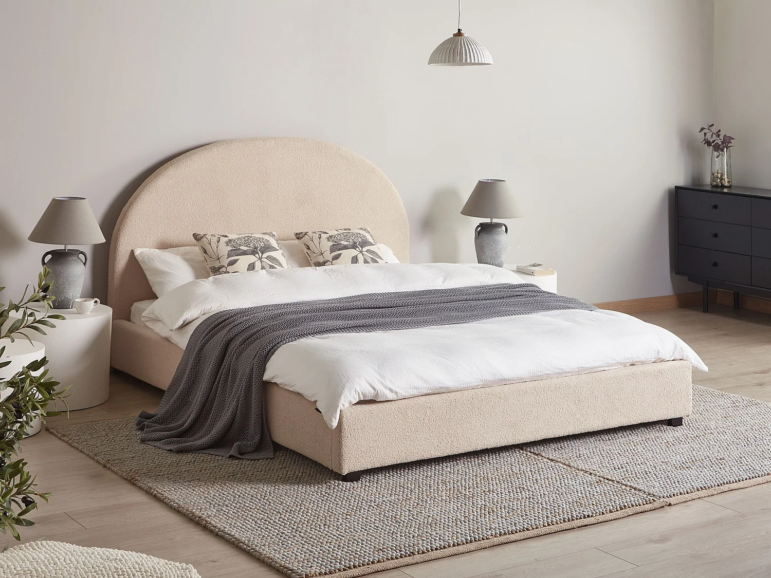 Bett mit Lattenrost Bouclé VAUCLUSE 160 x 200 cm Beige