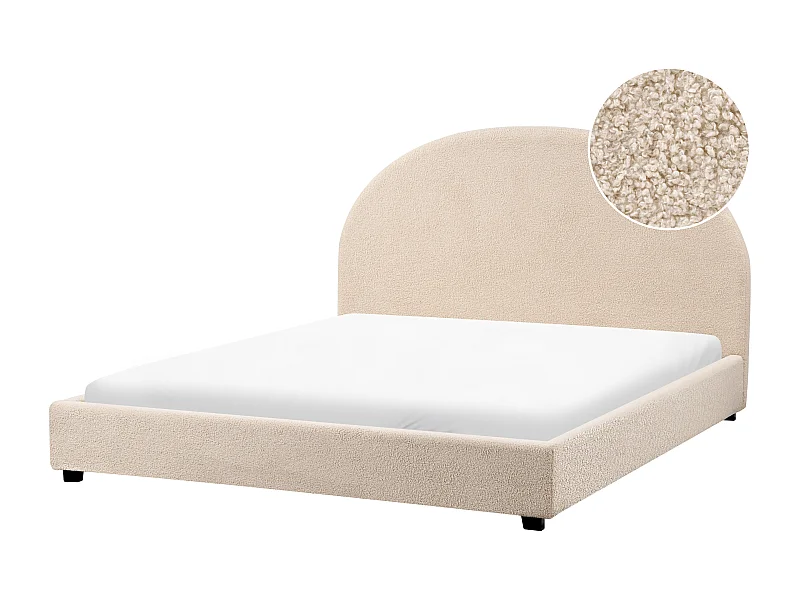 Lit avec sommier Bouclé VAUCLUSE 160 x 200 cm Beige