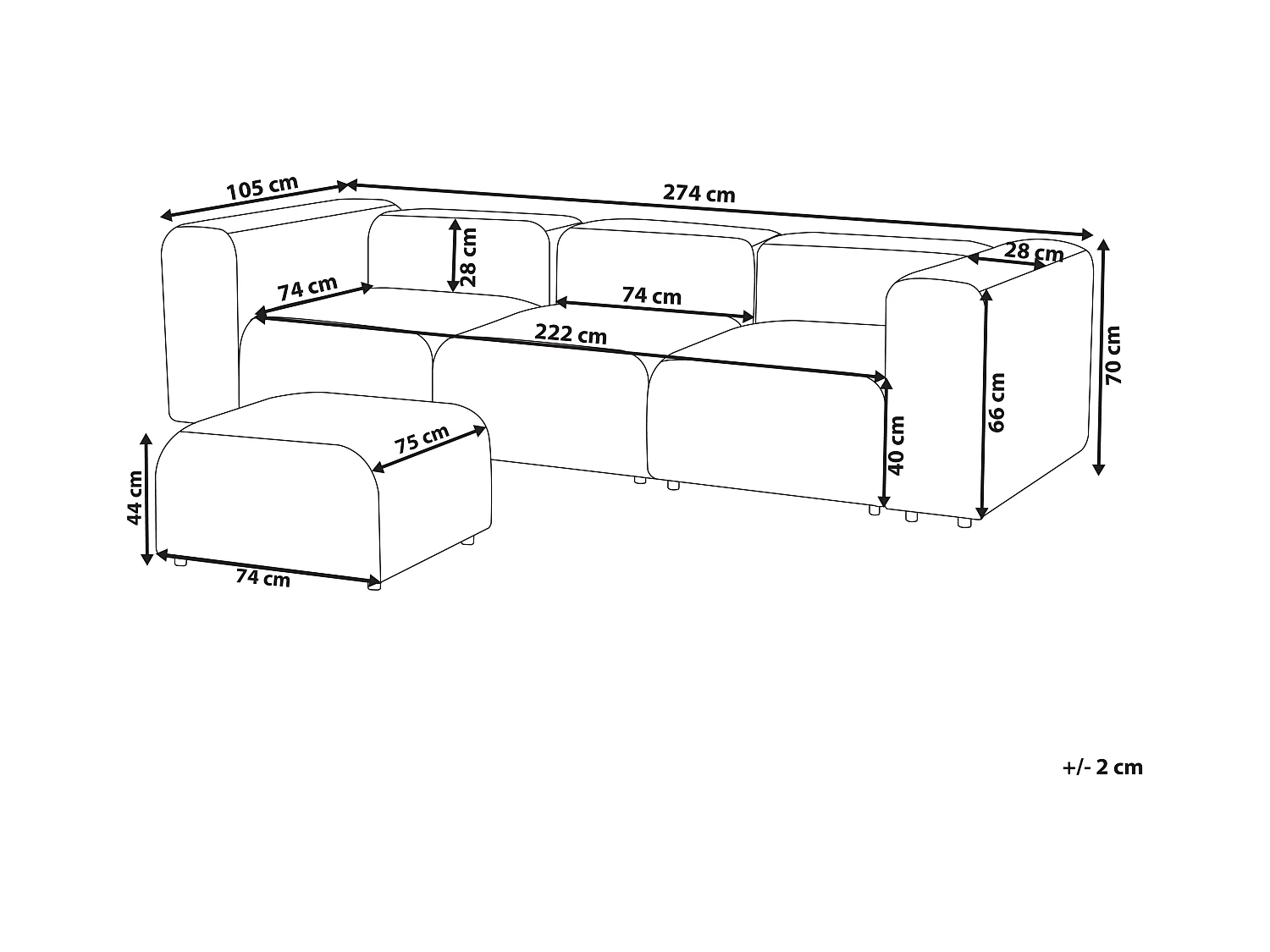 Canapé modulable 3 places FALSTERBO Bouclé Beige clair avec ottoman