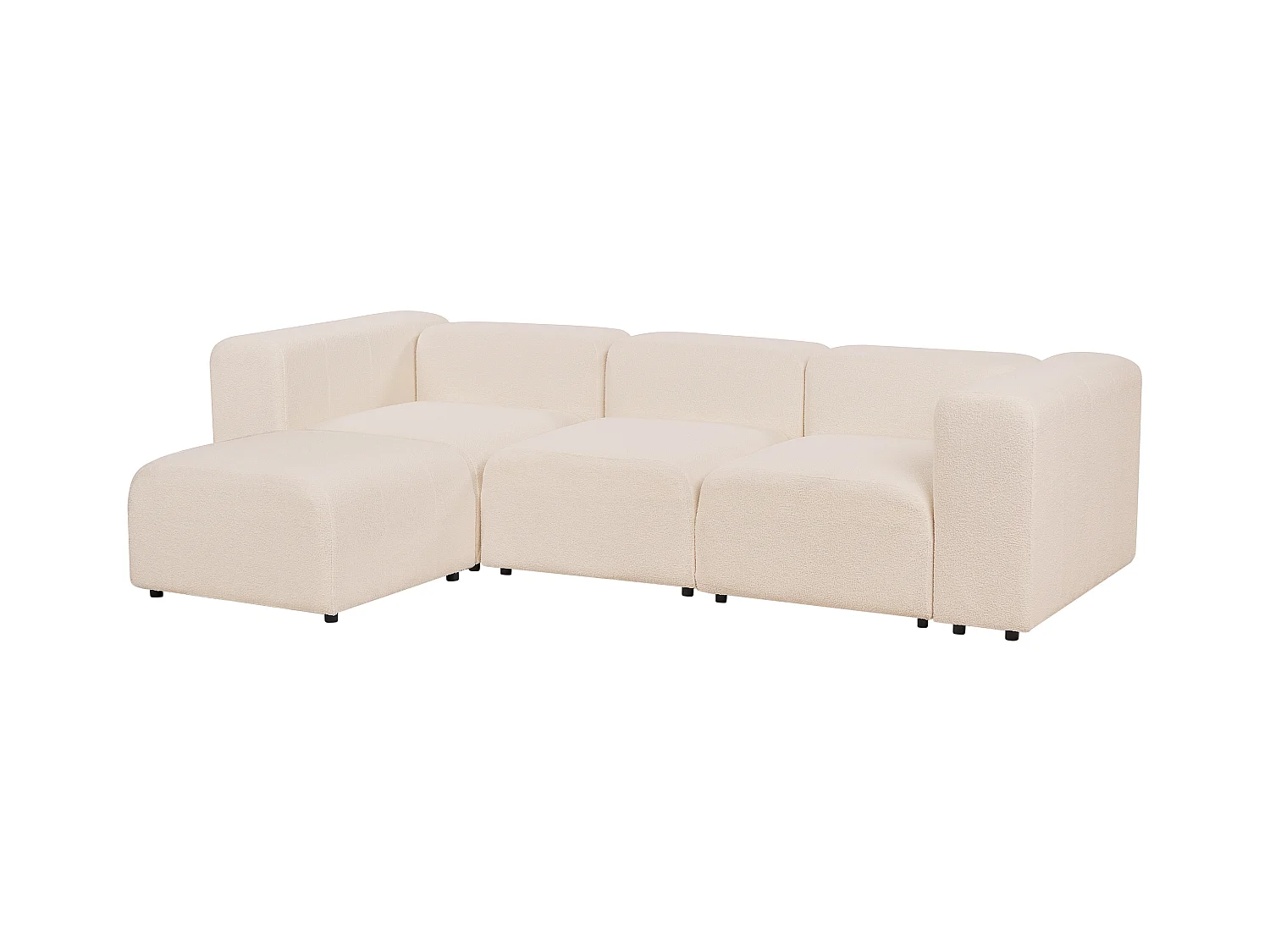 Canapé modulable 3 places FALSTERBO Bouclé Beige clair avec ottoman
