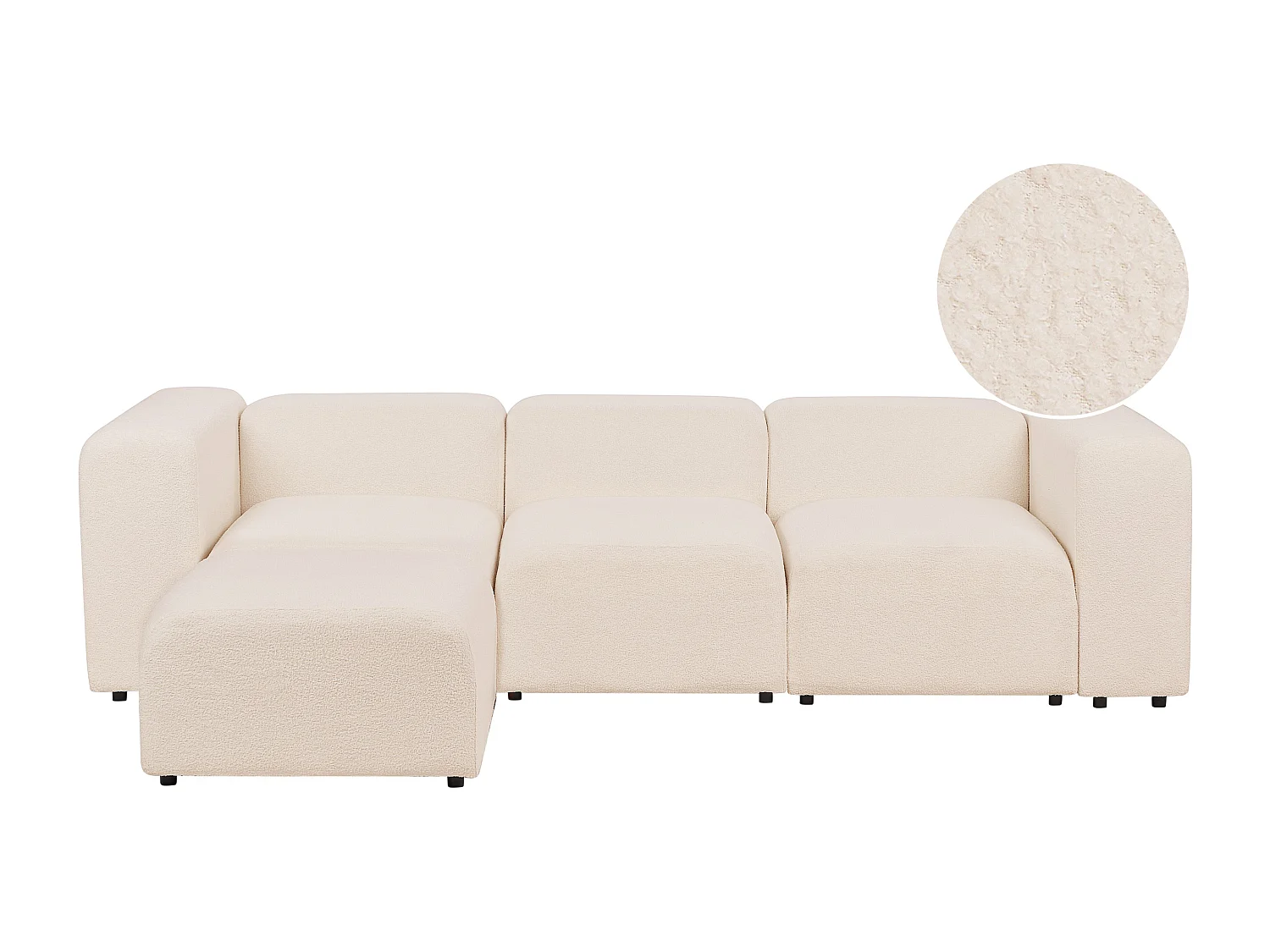 Canapé modulable 3 places FALSTERBO Bouclé Beige clair avec ottoman