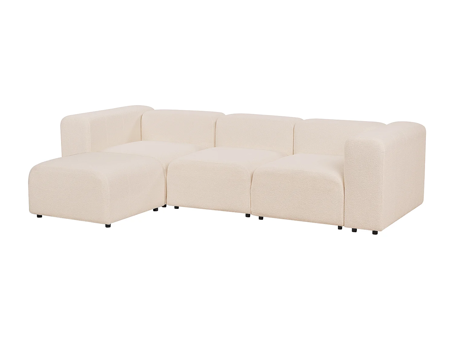 Canapé modulable 3 places FALSTERBO Bouclé Beige clair avec ottoman