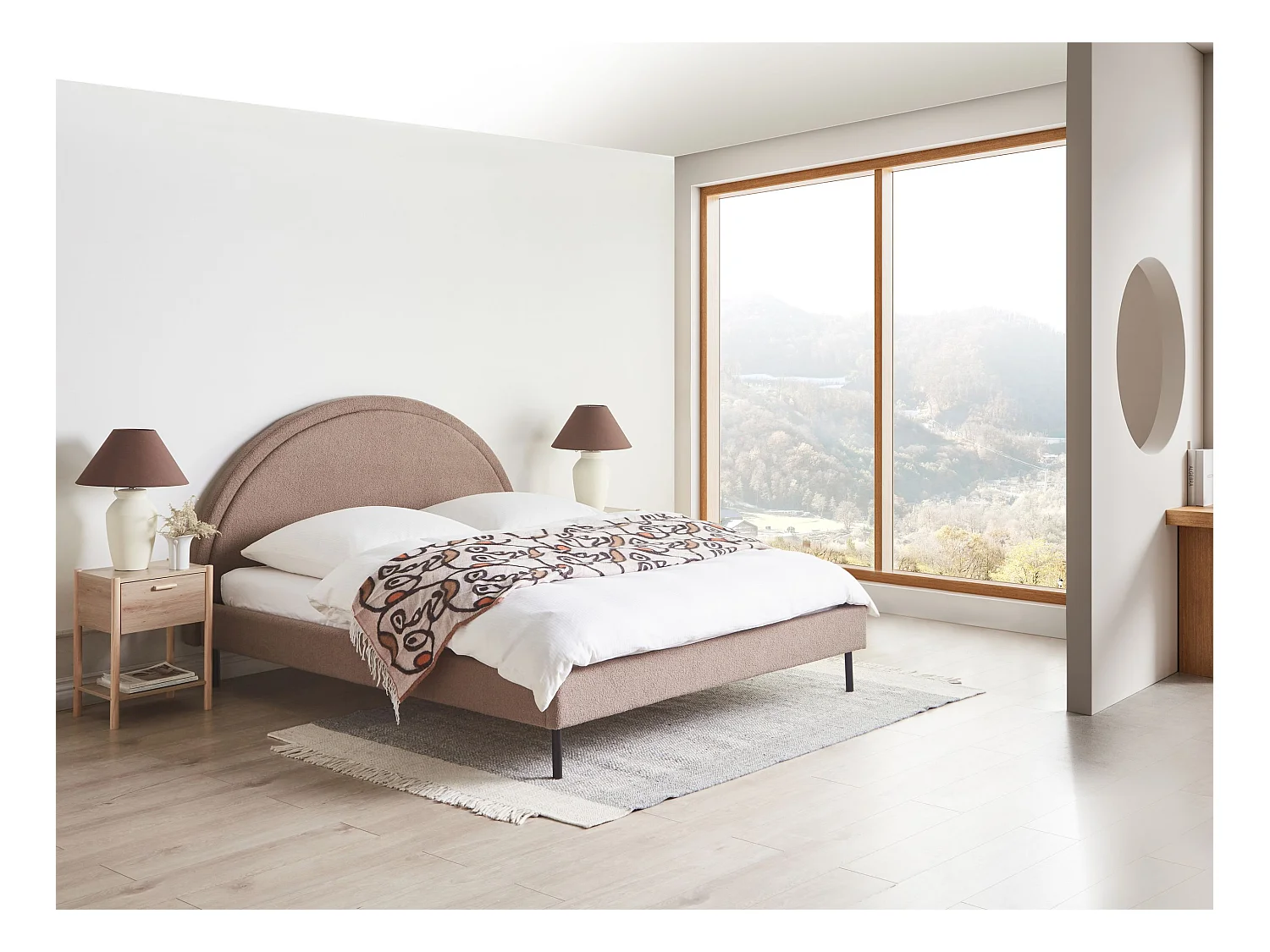 Lit avec sommier Bouclé MARGUT 160 x 200 cm Taupe