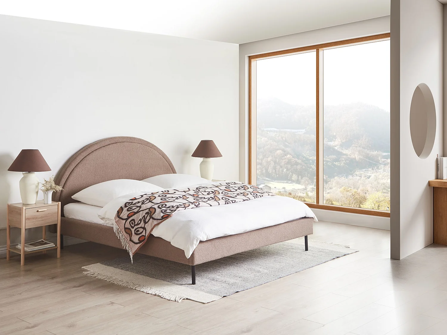 Bett mit Lattenrost Bouclé MARGUT 160 x 200 cm Taupe