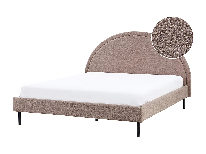 Letto Bouclé MARGUT 160 x 200 cm Tortora