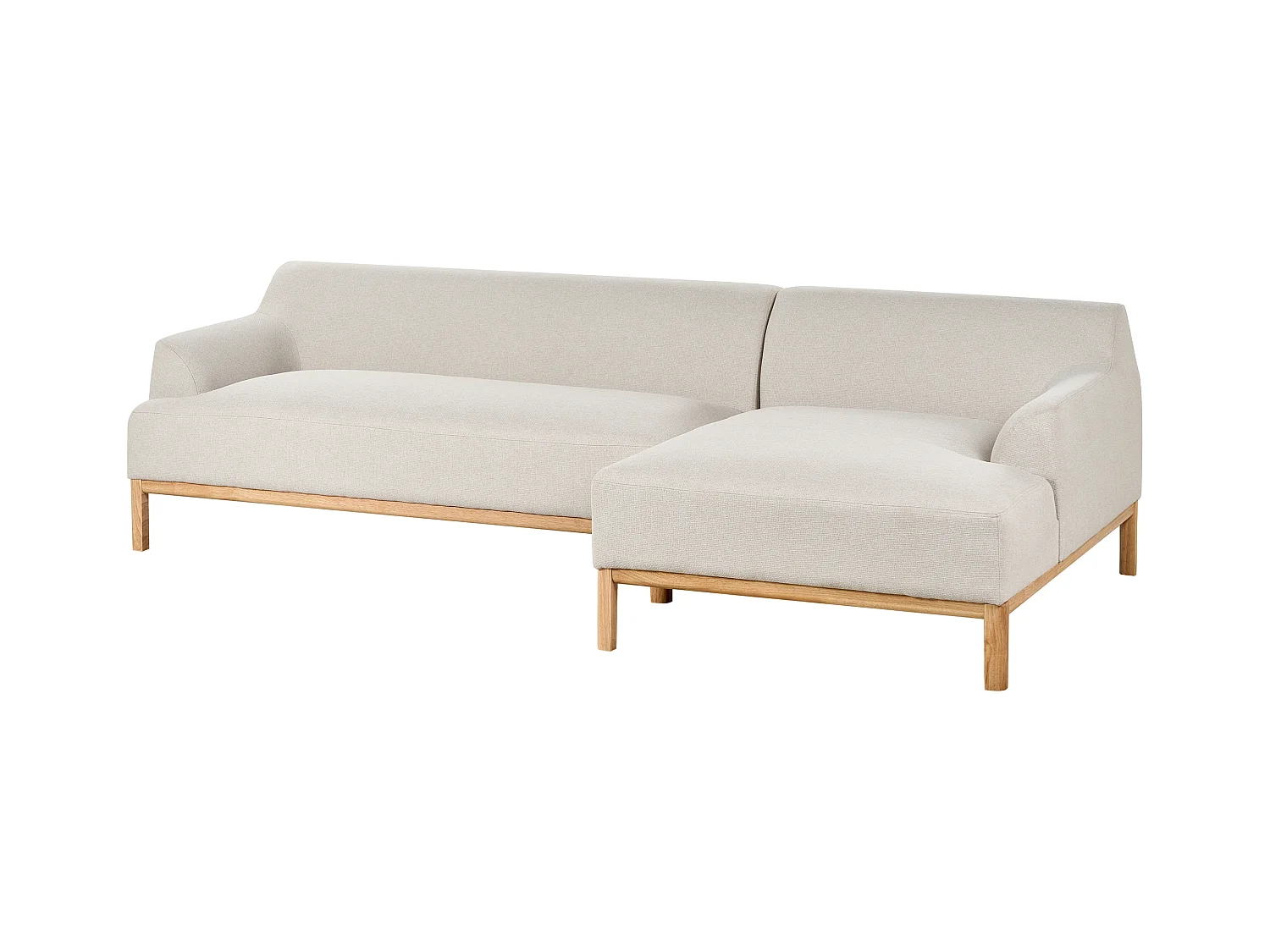 Sofá de canto SOSJO Tecido Creme claro 3 lugares à esquerda