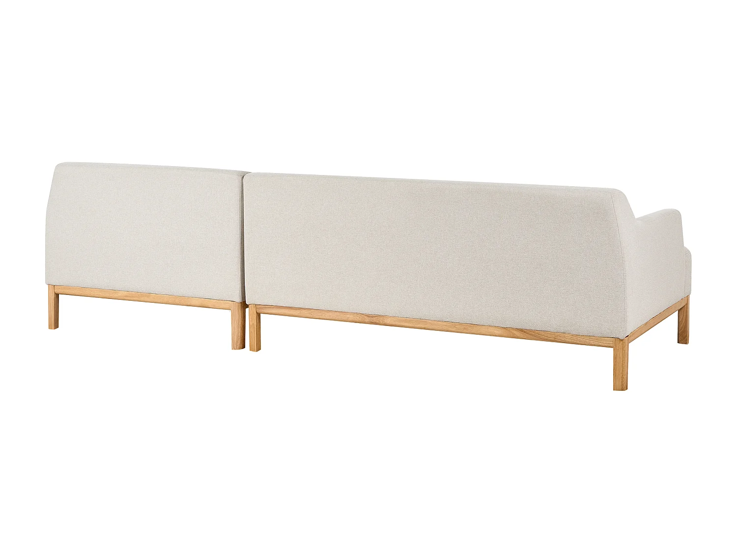 Canapé d'Angle à droite Pieds en Bois Meuble Coin de Salon en Tissu Polyester Beige Clair Sosjo