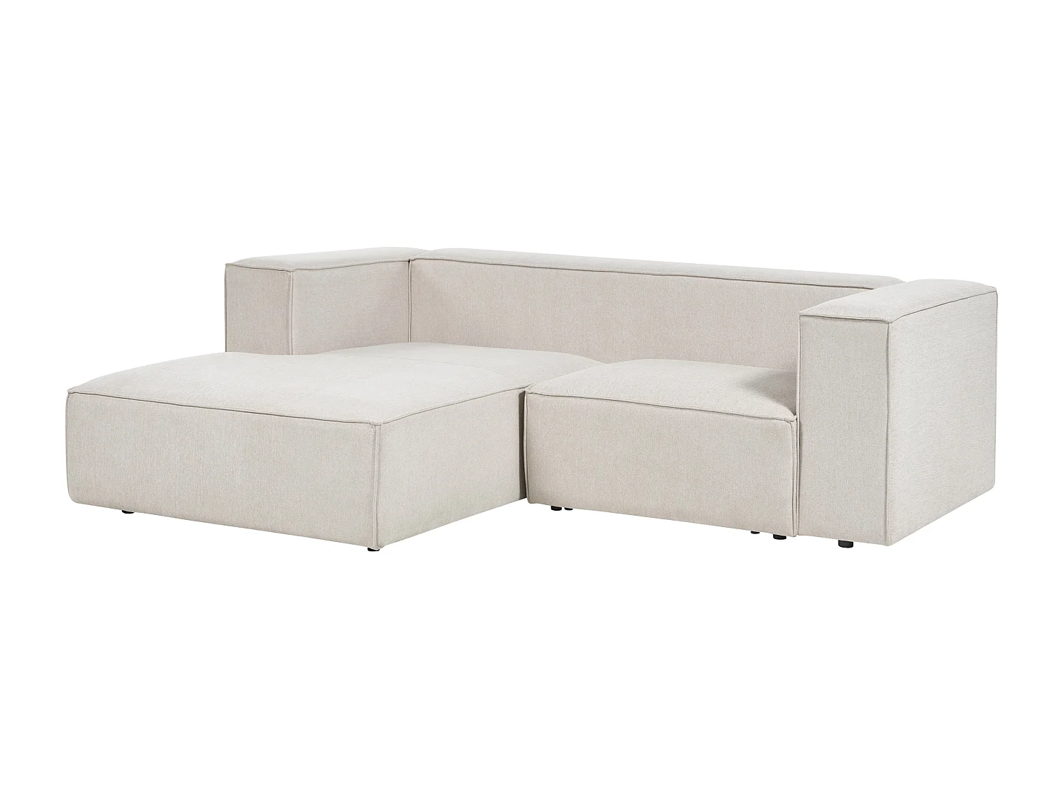 2-Sitzer Ecksofa L-förmig beige mit Chaiselongue rechts breite Armlehnen Vernon