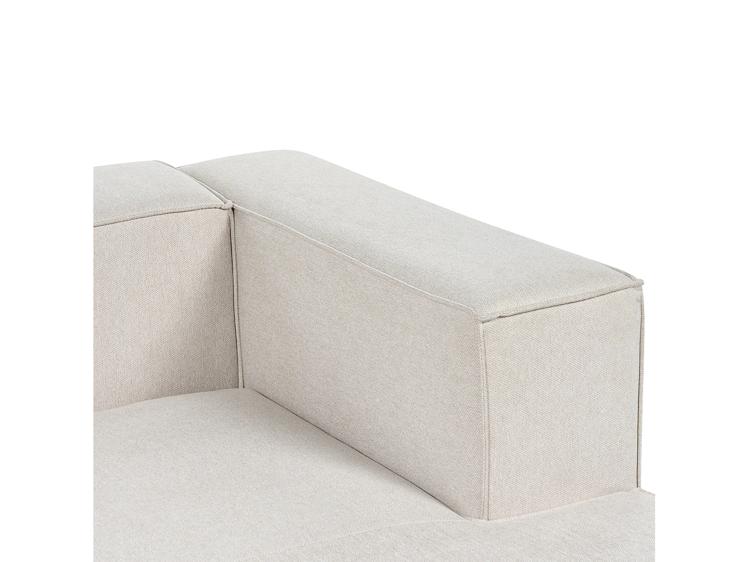 2-Sitzer Ecksofa L-förmig beige mit Chaiselongue rechts breite Armlehnen Vernon