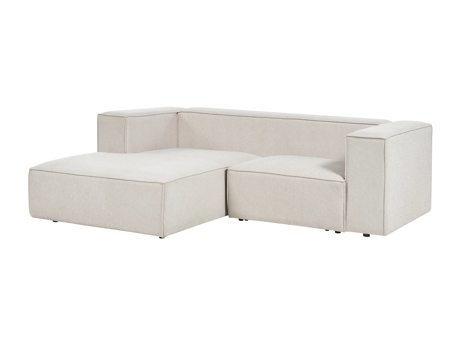 2-Sitzer Ecksofa L-förmig beige mit Chaiselongue rechts breite Armlehnen Vernon