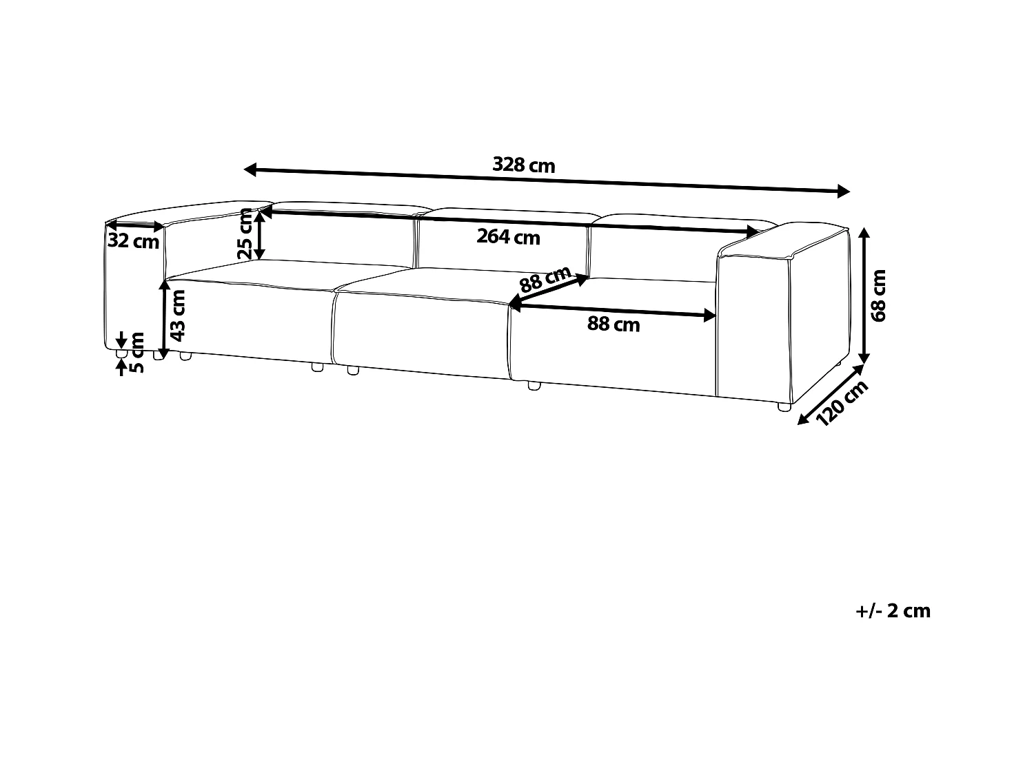 Modulsofa ARDAL Stoff Hellgrau 3-Sitzer