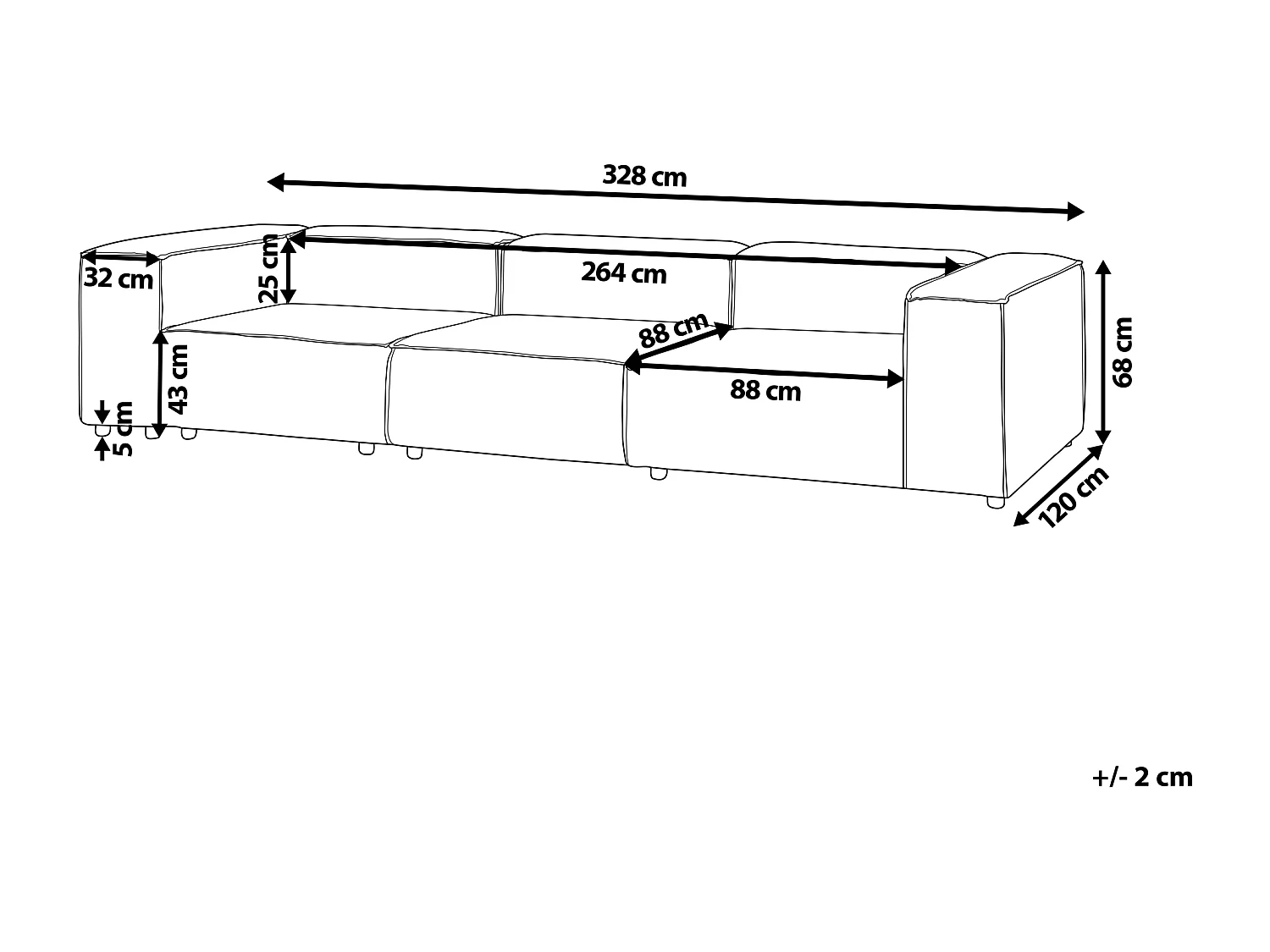 Sofa modułowa ARDAL Jasnoszary dla 3 osób