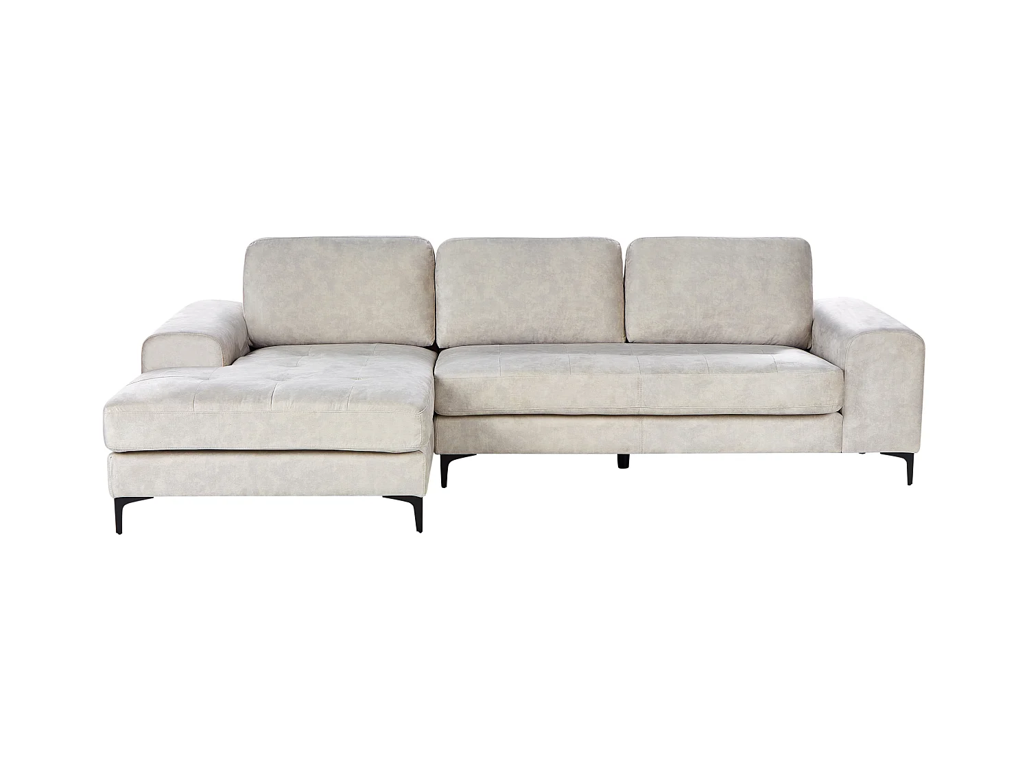 Ecksofa KIRUNA Samtstoff Hellbeige 4-Sitzer rechtsseitig