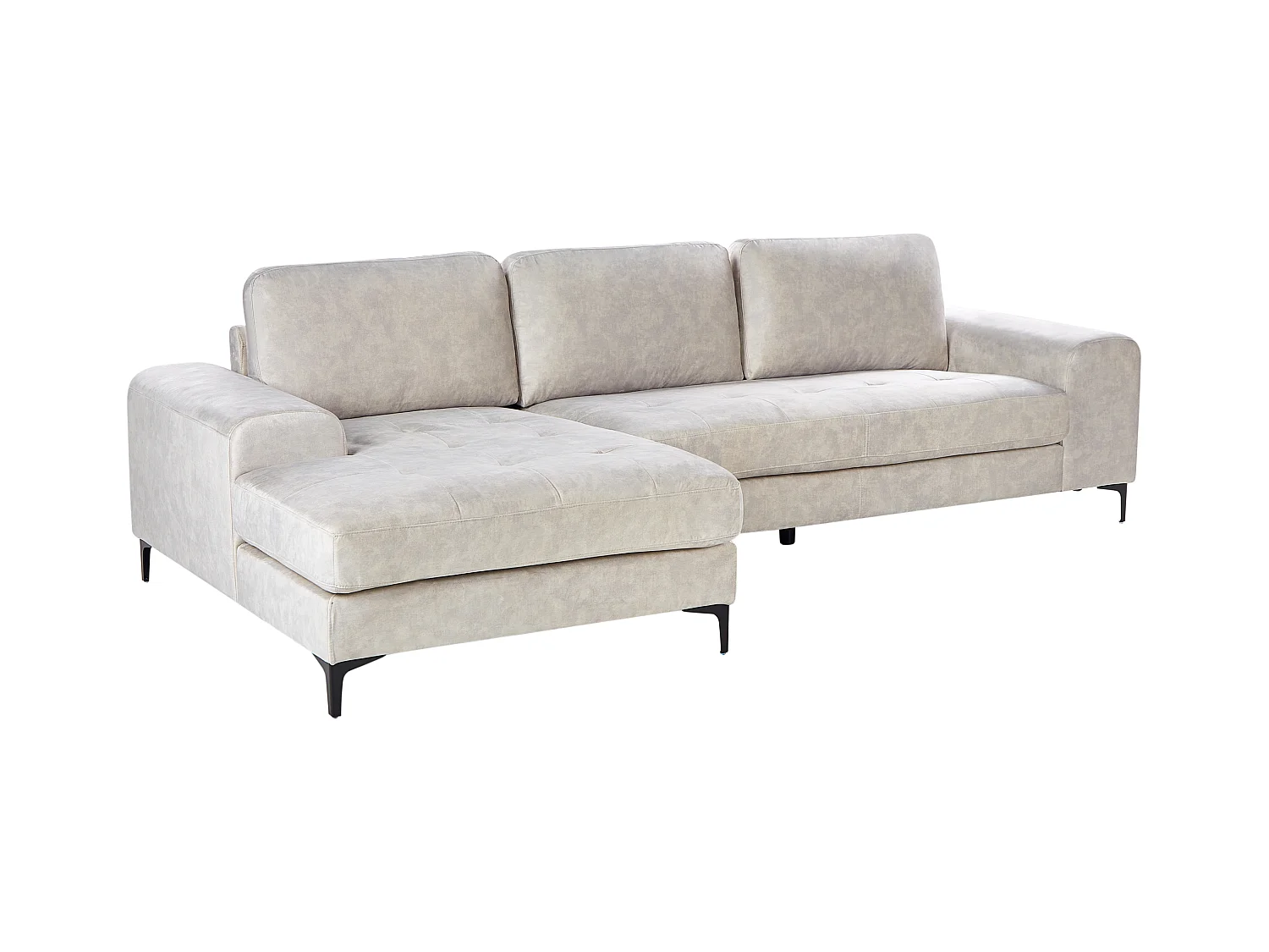 Ecksofa KIRUNA Samtstoff Hellbeige 4-Sitzer rechtsseitig