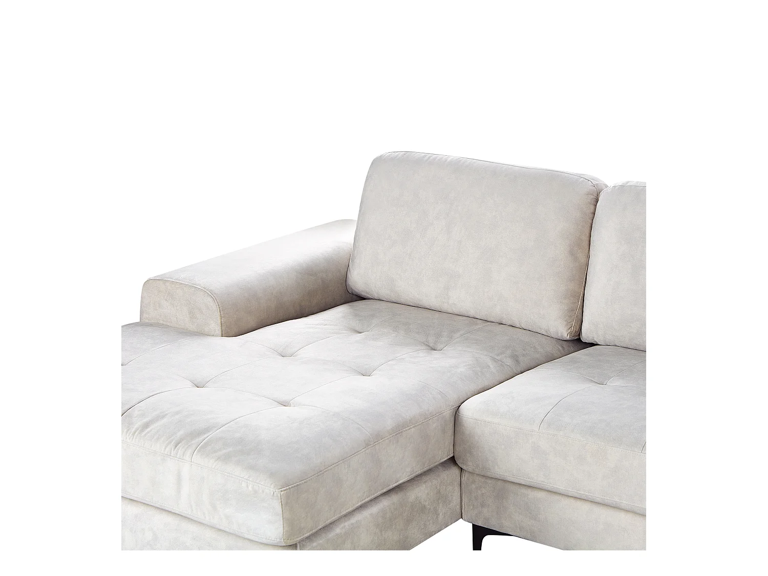 Ecksofa KIRUNA Samtstoff Hellbeige 4-Sitzer rechtsseitig