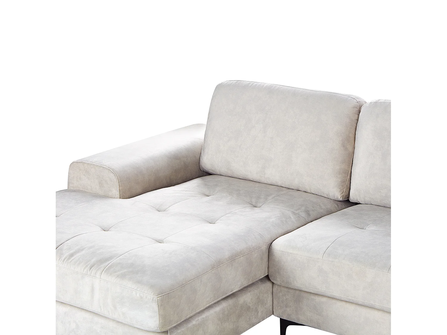 Narożnik KIRUNA Welur Jasnobeżowy dla 4 osób Prawostronny